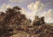 HOBBEMA, Meyndert A Wooded Landscape f oil on canvas